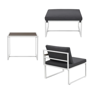 Ensemble de meubles de terrasse au design moderne Mobilier d'extérieur de couleur grise Ensemble de Bari aux couleurs personnalisées Cadre en acier du Vietnam - Product Image 2
