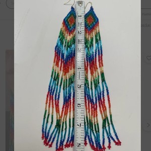 Arco Iris Guerrero Diosa Dorada Con Cuentas Par Largo De Pendientes - Product Image 2