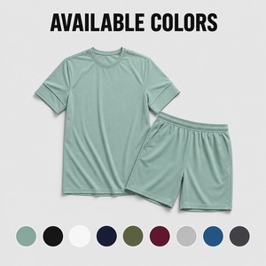 Completo Sportivo Estivo da Uomo 2 Pezzi con Logo Personalizzato, T-shirt a Maniche Corte e Pantaloncini Casual per Allenamento e Jogging - Product Image 2