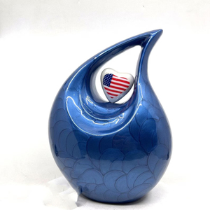 Beautiful Blue Modern Design Teardrop Aluminium Urn Adult Human Ashes Memorial Funeral Cremation <b>Jar</b> for Male or Female - Product Image 5