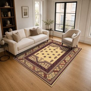 พรมเชนิลล์ลายดีไซน์เนอร์สีแดงเบอร์กันดี รุ่น LXDP-0316 จาก RUGS DEPOT สำหรับขายส่ง พิมพ์ลายดิจิทัล ซักเครื่องได้ ไม่ลื่น - Product Image 2