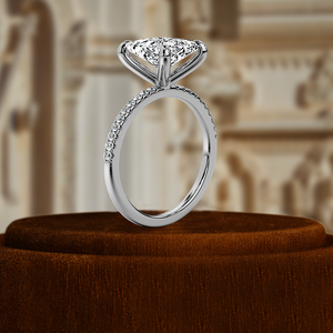 Bague de fiançailles en diamant de laboratoire taille princesse 1CT, demi-pavé, certifiée IGI, or jaune 14 carats, bague de mariage pour cadeau d'anniversaire - Product Image 6