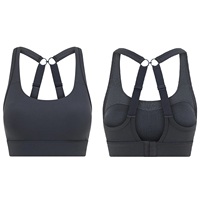 Soutien-gorge de sport sans bretelles pour femme - Finition brossée, bonnets C/D, push-up, sans armatures, grande taille, pour yoga, gym, course à pied, fitness, avec bretelles croisées