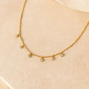 Fashion Layered Diamond Droplet <b>Necklace</b> - Product Image 5