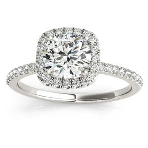 14K White <b>Gold</b> 0.33ct Square Halo Diamond Bridal <b>Set</b> <b>Ring</b> & Band Wedding Jewelry - Product Image 5
