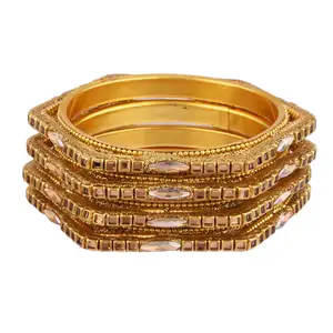 Indian Bridal Bangle Gold Plated Traditional Crystal Kundan Bangle Indian Manufacturer Wholesale Jewelry Indian Bangle Set