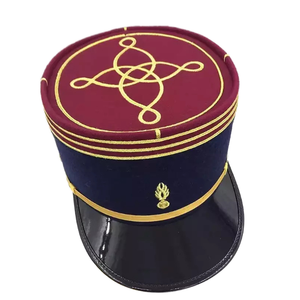 Gorra Purple Lodge Crown Negra con Parche Bordado a Mano, Dos Trenzas, Cinturón Ajustable, Hecha en Pakistán, Sombrero de Corona para Exteriores, Playa y Ceremonias - Product Image 1