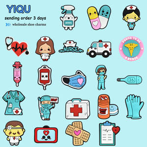 2025 Nieuwe Dokter Schoen Bedels <span class=keywords><strong>Bulk</strong></span> Rubber Schoen Gesp Goedkope Pvc Decoratie Diy Schattige Klomp Bedels Verpleegster Schoen Charme - Product Image 1