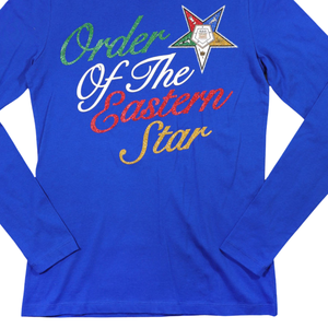 OES Camiseta azul de manga larga 100% algodón Orden de Eastern Star Shirt Custom Fraternity Sorority Apparel Bordado Comfort Top - Product Image 2