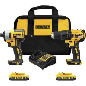 Kit combinado de 2 herramientas para taladro percutor inalámbrico de 20 V MAX con 1/4 pulg. Portabrocas reversible de velocidad variable sin llave para bricolaje - Product Image 1