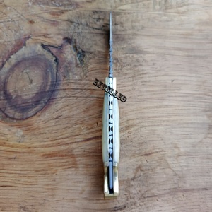 Couteau pliant multifonctionnel damas fait à la main avec poignée en os couteaux de poche avec gaine en cuir - Product Image 4