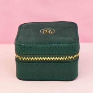 Velvet Travel Jewelry <b>Box</b> In a Forest Green Color, Portable Jewelry Case, Customizable Jewelry <b>Box</b>, <b>Small</b> Jewelry <b>Box</b> Organizer. - Product Image 1