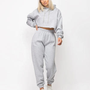 Los mejores conjuntos de chándal para mujer, ropa deportiva de entrenamiento femenina personalizada OEM de lana de algodón, traje de jogging de dos piezas, chándales cortos - Product Image 3