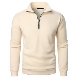 Casual 1/4 Half Zip Hoodie Hommes Couleur Solide À La Mode Hommes Pull À Capuche - Product Image 5