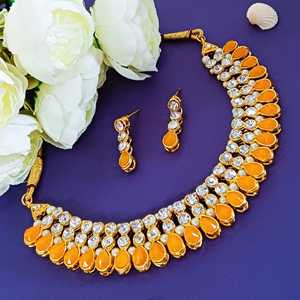 Joyería India Zirconia cúbica CZ cristal gargantilla collar gota pendientes conjunto para mujeres niñas - Product Image 2