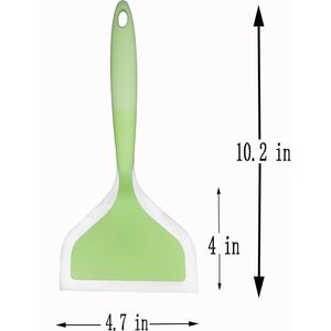 Green Silicone Wrapped Plastic <b>Fish</b> <b>Spatula</b> Non-Stick Heat-Resistant Wide Flat Turner for Pancakes Shovel Pizza-Cooking Tools - Product Image 4