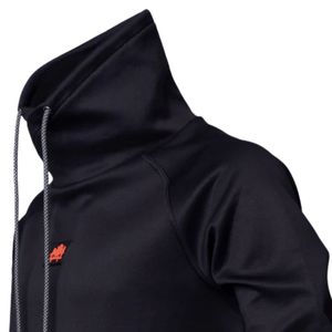 Sudadera con Capucha de Cuello Alto para Hombre, Ropa Deportiva de Manga Larga, Informal, para Entrenamiento, con Cordón y Bolsillos - Product Image 4