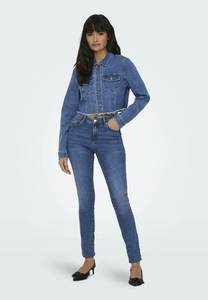 Chaqueta vaquera recortada para mujer Blau, cierre de botones y bolsillos en el pecho, diseñada para mujer, comodidad para todas las estaciones - Product Image 3