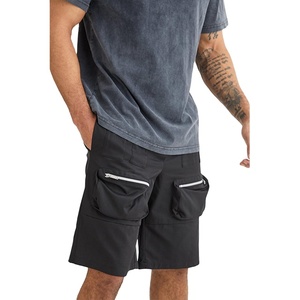 New Design Custom Two Zipper Pockets Front Men's Fashion Wear 100% Cotton Solid Customizable Color Streetwear Short <b>Elastic</b> - Product Image 4