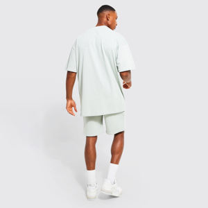 ชุดเสื้อสีพื้นสำหรับผู้ชายชุดฤดูร้อนระบายอากาศได้ดีพิมพ์ลายแบบสั้นและสีพื้นออกแบบได้ตามต้องการ - Product Image 5