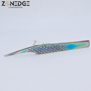 Vente en gros, ensemble de pincettes pour extension de cils en acier durable à poignée diamantée, pince à cils volume multicolore, sourcils incurvés - Product Image 5