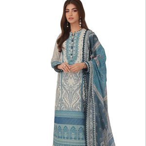 Estampado de Karachi de algodón pesado con diseñador expansivo con mal dupatta - Product Image 1