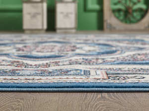 Alfombra turca de lujo hecha a máquina, color azul Shiraz, premium para sala de estar, del fabricante de Gaziantep. - Product Image 4