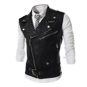 Gilet en cuir décontracté tendance pour homme - Product Image 1