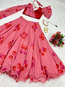 Venta caliente diseñador indio Lehenga Choli Readymade Organza seda impresión Digital trabajo para fiesta de boda desgaste directamente Pakistán - Product Image 2