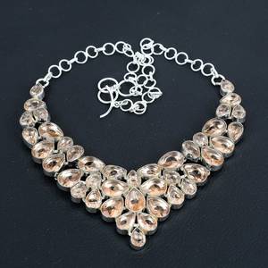 925 <b>Sterling</b> <b>Silver</b> Peach Morganite <b>Necklace</b> Handmade Christian Religious Jewelry with Link Chain for Wedding and Occasions - Product Image 1