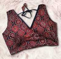 Blouse ethnique indienne Ajrakh à col en V sans manches, prête à porter, en coton cousu et rembourré, pour les fêtes, assortie au sari en coton, vente en gros en Inde