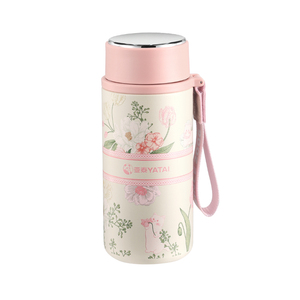 Ly giữ nhiệt inox YATAI 350ml, chống đổ 24 giờ, họa tiết hoạt hình hoa, ly giữ nhiệt nóng/lạnh cho bé, có tay cầm và nắp, bán buôn - Product Image 2