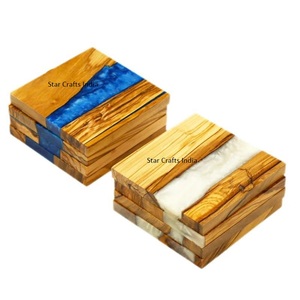 Hot Demand Resin & Wood design unique fait à la main Tea Coaster 4 pièces Set vente chaude 2023 accessoires de cuisine - Product Image 3