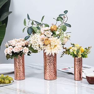 Jarrón de Flores Cilíndrico de Metal Más Vendido, Chapado en Oro, para Decoración del Hogar, Sala de Estar, Juego de 2 Jarrones Florales de Metal - Product Image 3
