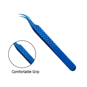 Pince à cils en acier inoxydable, poignée diamant, volume professionnel, haute qualité, antistatique, précision, bleu, extension de cils artificiels - Product Image 3