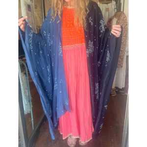 Vestido de Seda Índigo AMBER 03 para Mujer, Elegante, Tejido a Crochet, Largo hasta la Rodilla, para Eventos y Ocio, Transpirable, Estilo Fiesta, Talla Única - Product Image 2