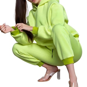 Ensemble de survêtement pour femmes en molleton, vente en gros, coton personnalisé, uni, décontracté, coupe régulière, une pièce, respirant, entraînement, jogging, tendance - Product Image 4