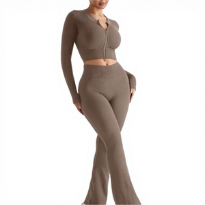 Ensemble de vêtements de sport de haute qualité à fermeture à glissière complète écologique pour femmes ensemble de yoga au design classique pour femmes avec service OEM - Product Image 1