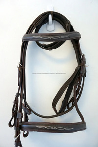 Nouvelle bride de cheval avec bande de sourcil échancré en cuir marron beau styliste escargots bride anglaise grossiste - Product Image 2