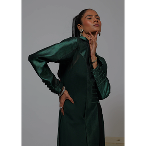 <b>Women</b> Elegant Emerald Green Long <b>Jacket</b> <b>Dress</b> Designer Evening & Occasion Wear - Product Image 3