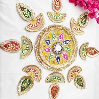 Porte-bougie élégant en métal Rangoli Art Déco, collection AARNA, écologique, à poser au sol, décorations pour la maison et les mariages