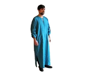 ערבי Mens אופנה בגדי Duabi Thobes אופנה חדש סגנון אסלאמי מוסלמי גברים סלעית פשתן קפטן