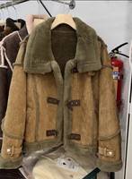 Winter Schaffell Mantel Kunst pelz Leder Frauen Warme Lammhaut Jacke Reiß verschluss Langarm Kurz Casual Outwear