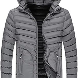 Venta al por mayor de alta calidad de los hombres de invierno de color sólido Chaqueta de algodón-de manga larga, con capucha, cremallera, con bolsillos, diseño hinchado - Product Image 1