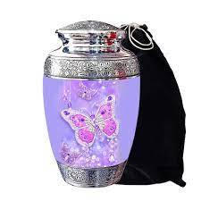 Urna con estampado de mariposas, urna de diseñador de aluminio para cenizas humanos, suministros funerarios, cremación de Metal, urna para la venta - Product Image 6