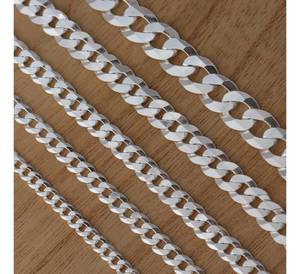 Ý thực hiện 925 đóng dấu sterling bạc lề đường Chuỗi vòng đeo tay cao đánh bóng kết thúc 7.5-9.0 inch móc cài mạnh mẽ hơn London khảo nghiệm - Product Image 1