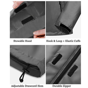 Sudaderas con capucha cortavientos de poliéster y nailon ligeras personalizadas para hombre, chaquetas cortavientos con soporte para senderismo al aire libre, parte superior recubierta de moda frontal - Product Image 6