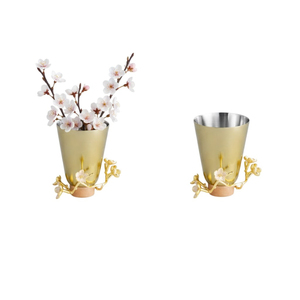 Jarrón de Flores de Níquel Pulido de Lujo con Detalles Florales de Latón, Decoración Moderna y Elegante para el Hogar, Centro de Mesa, Jarrón de Arte Metálico - Product Image 5