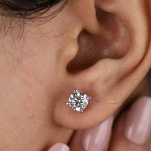 Trendy Round Lab Grown Diamond 18K <b>Gold</b> Plated VS1 Clarity Stud <b>Earrings</b> Floral Screw Pattern Gift for Wedding or Mother's Day - Product Image 1