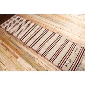 2.7x9.5 ft Rug, Vintage Turkish Rug, <b>Red</b> Black Paisley <b>Wool</b> Rug - Product Image 4